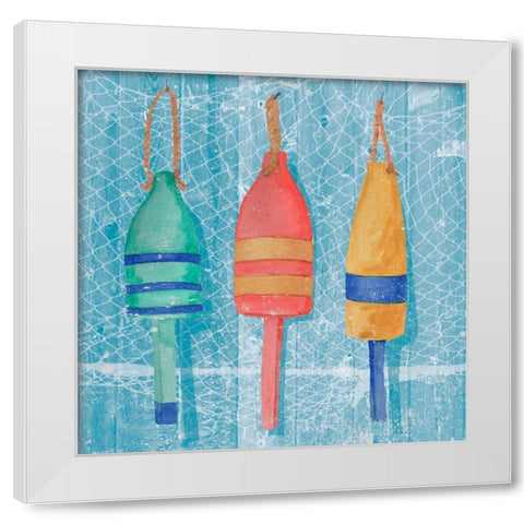 Lobster Buoys II White Modern Wood Framed Art Print by Mark, Leslie