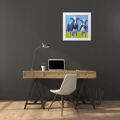 Cow Pals II White Modern Wood Framed Art Print by Young, Carol