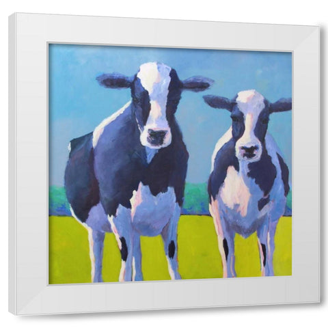 Cow Pals II White Modern Wood Framed Art Print by Young, Carol