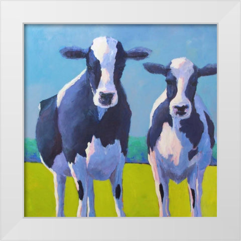 Cow Pals II White Modern Wood Framed Art Print by Young, Carol
