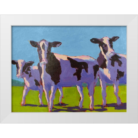 Cow Pals IV White Modern Wood Framed Art Print by Young, Carol