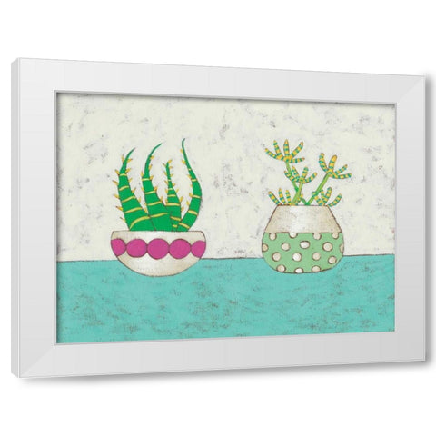 Succulent Duo I White Modern Wood Framed Art Print by Zarris, Chariklia