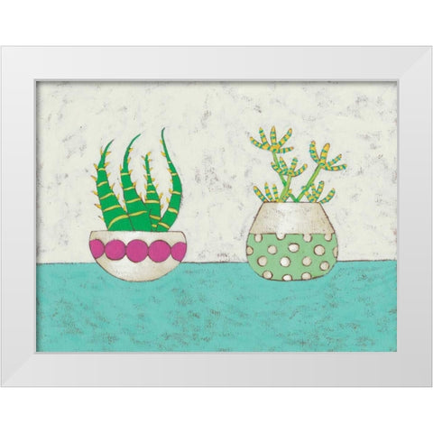 Succulent Duo I White Modern Wood Framed Art Print by Zarris, Chariklia