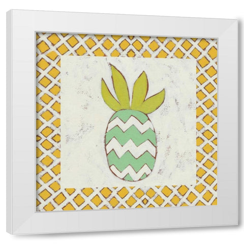 Pineapple Vacation III White Modern Wood Framed Art Print by Zarris, Chariklia