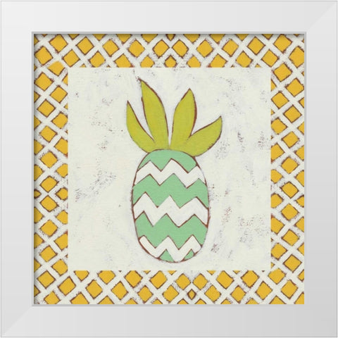 Pineapple Vacation III White Modern Wood Framed Art Print by Zarris, Chariklia