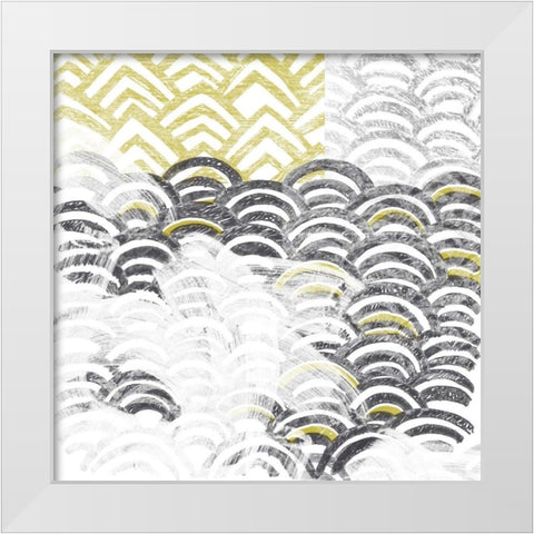 Block Print Abstract III White Modern Wood Framed Art Print by Vess, June Erica