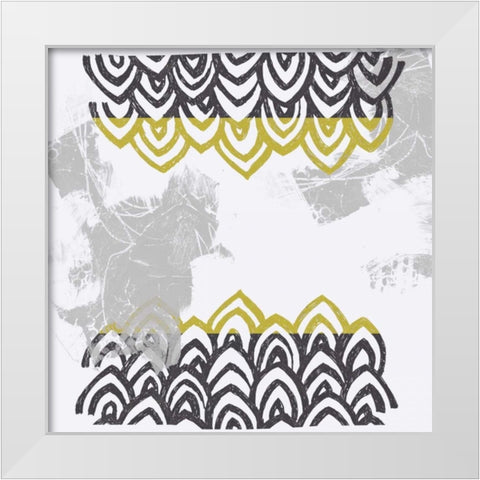 Block Print Abstract V White Modern Wood Framed Art Print by Vess, June Erica