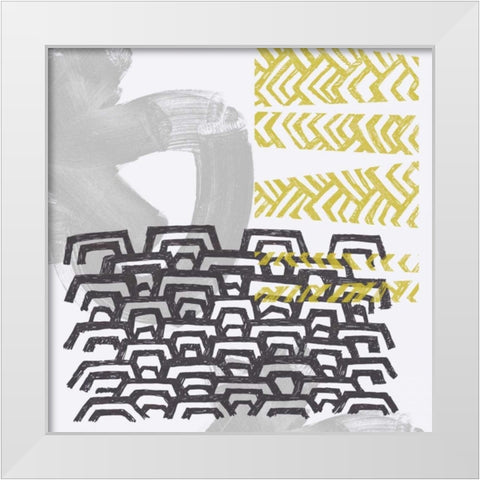Block Print Abstract VI White Modern Wood Framed Art Print by Vess, June Erica