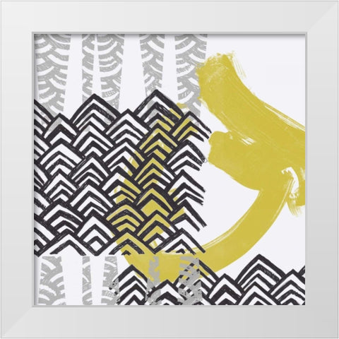 Block Print Abstract IX White Modern Wood Framed Art Print by Vess, June Erica