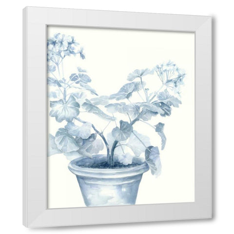 Blue Geranium I White Modern Wood Framed Art Print by Meagher, Megan