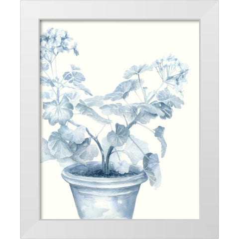 Blue Geranium I White Modern Wood Framed Art Print by Meagher, Megan