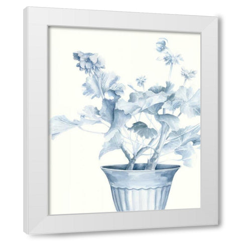 Blue Geranium II White Modern Wood Framed Art Print by Meagher, Megan