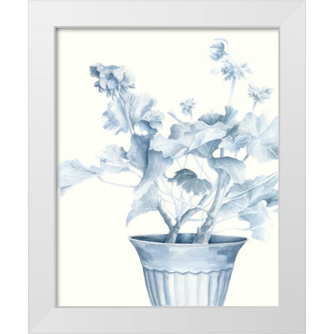 Blue Geranium II White Modern Wood Framed Art Print by Meagher, Megan