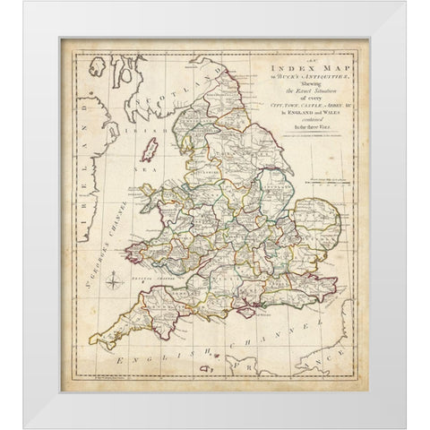 Towns, Castles and Abbeys in England and Wales White Modern Wood Framed Art Print by Unknown