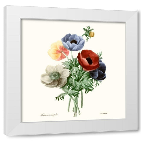 Blushing Bouquet I White Modern Wood Framed Art Print by Redoute, Pierre