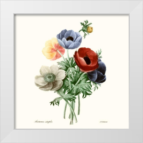 Blushing Bouquet I White Modern Wood Framed Art Print by Redoute, Pierre