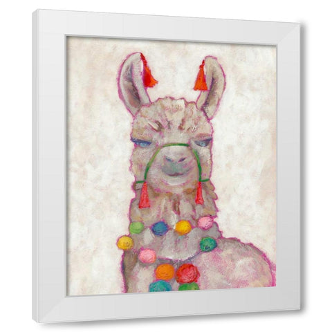 Festival Llama I White Modern Wood Framed Art Print by Zarris, Chariklia