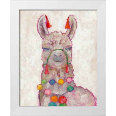 Festival Llama I White Modern Wood Framed Art Print by Zarris, Chariklia