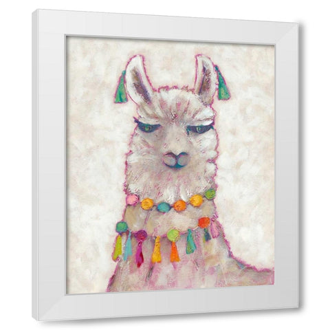 Festival Llama II White Modern Wood Framed Art Print by Zarris, Chariklia