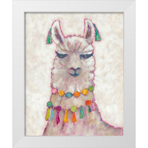 Festival Llama II White Modern Wood Framed Art Print by Zarris, Chariklia