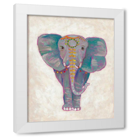 Festival Elephant I White Modern Wood Framed Art Print by Zarris, Chariklia