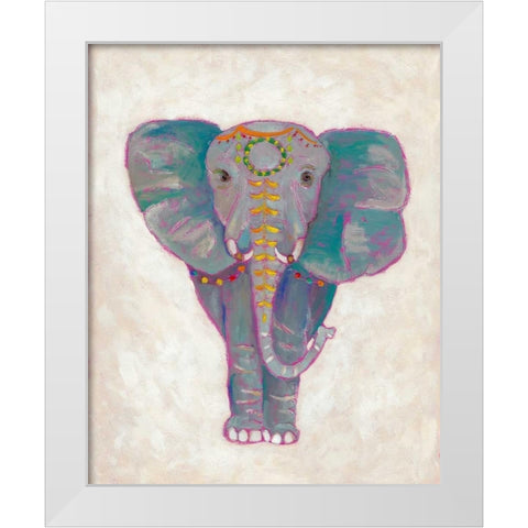 Festival Elephant I White Modern Wood Framed Art Print by Zarris, Chariklia
