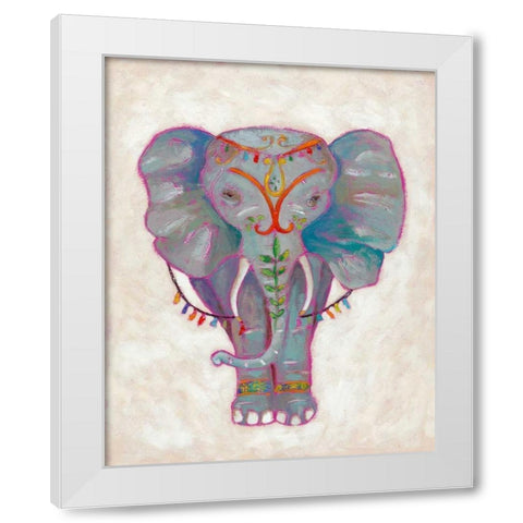 Festival Elephant II White Modern Wood Framed Art Print by Zarris, Chariklia