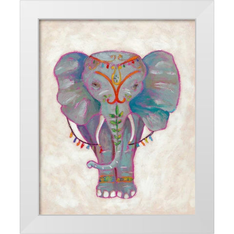 Festival Elephant II White Modern Wood Framed Art Print by Zarris, Chariklia