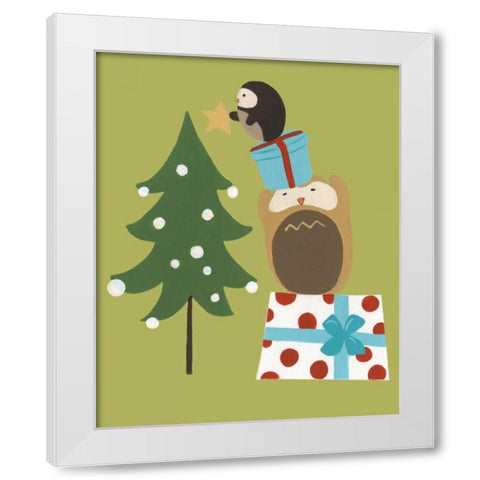 Happy Owlidays VI White Modern Wood Framed Art Print by Vess, June Erica