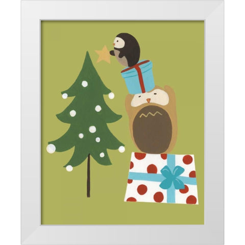 Happy Owlidays VI White Modern Wood Framed Art Print by Vess, June Erica