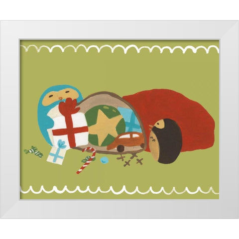 Happy Owlidays X White Modern Wood Framed Art Print by Vess, June Erica