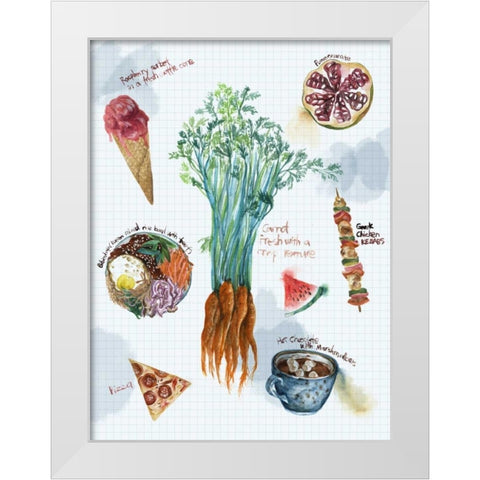 Food Sketches I White Modern Wood Framed Art Print by Wang, Melissa