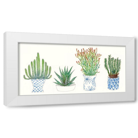 Four Succulents I White Modern Wood Framed Art Print by Wang, Melissa