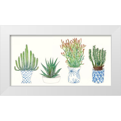 Four Succulents I White Modern Wood Framed Art Print by Wang, Melissa