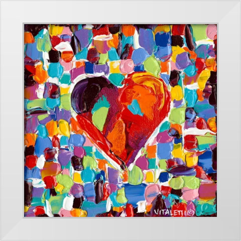 Mosaic Heart III White Modern Wood Framed Art Print by Vitaletti, Carolee