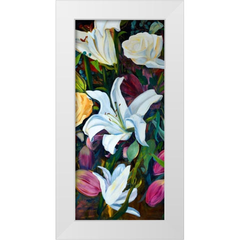 Baroque Flower Triptych I White Modern Wood Framed Art Print by Iafrate, Sandra