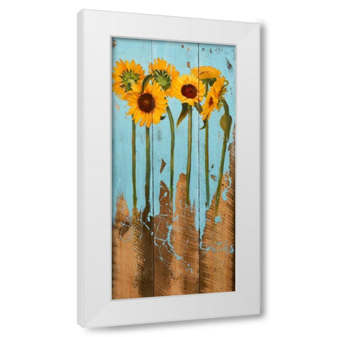Sunflowers on Wood II White Modern Wood Framed Art Print by Iafrate, Sandra