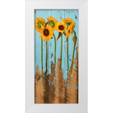 Sunflowers on Wood II White Modern Wood Framed Art Print by Iafrate, Sandra