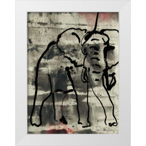 Abstract Elephant I White Modern Wood Framed Art Print by Combs, Joyce