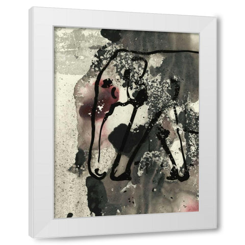 Abstract Elephant II White Modern Wood Framed Art Print by Combs, Joyce