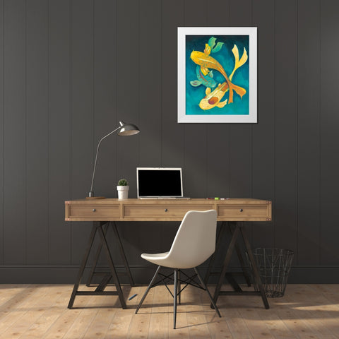 Ornamental Koi I White Modern Wood Framed Art Print by Zarris, Chariklia