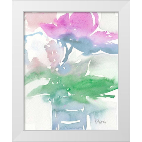 Pretty Pink Flowers I White Modern Wood Framed Art Print by Dixon, Samuel
