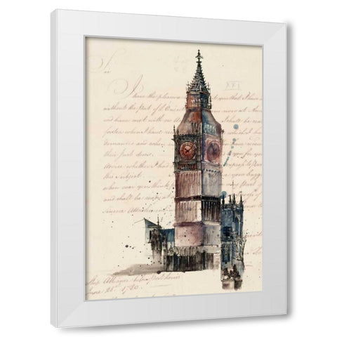 Letters from Big Ben White Modern Wood Framed Art Print by Wang, Melissa
