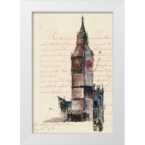 Letters from Big Ben White Modern Wood Framed Art Print by Wang, Melissa