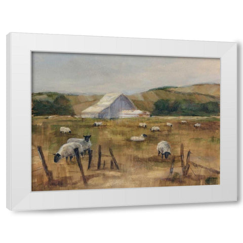 Grazing Sheep I White Modern Wood Framed Art Print by Harper, Ethan