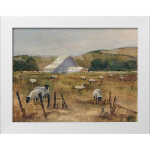 Grazing Sheep I White Modern Wood Framed Art Print by Harper, Ethan