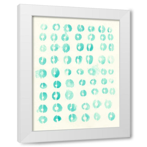 Blue Batik Motif I White Modern Wood Framed Art Print by Vess, June Erica