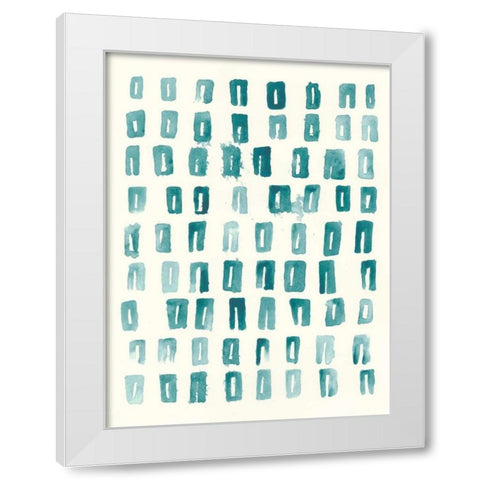 Blue Batik Motif II White Modern Wood Framed Art Print by Vess, June Erica