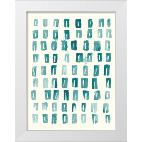 Blue Batik Motif II White Modern Wood Framed Art Print by Vess, June Erica