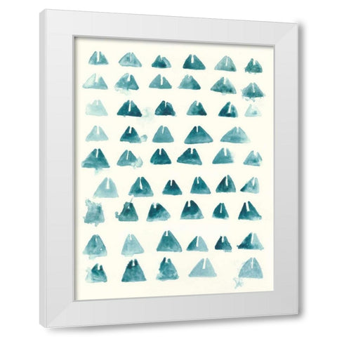 Blue Batik Motif III White Modern Wood Framed Art Print by Vess, June Erica